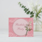 Parels & Lace Shabby Chic Rozen Birthday Kaart (Staand voorkant)