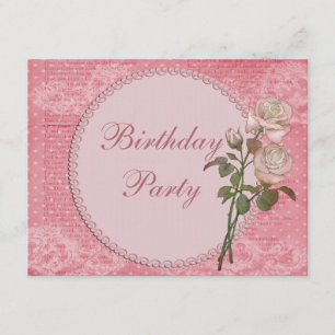 Parels & Lace Shabby Chic Rozen Birthday Kaart