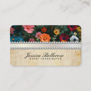 Parels Lint Elegante Bloemen Vintage Visitekaartje