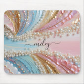 Parels met parelmoer verf Schelpen  Muismat (Voorkant)