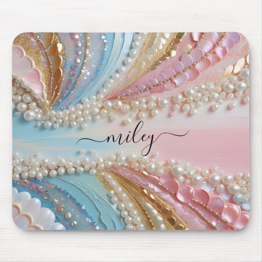 Parels met parelmoer verf Schelpen Muismat (Voorkant)