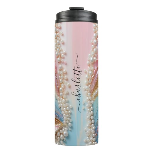 Parels met parelmoer verf Schelpen Thermosbeker (Voorkant)