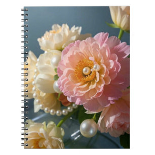 Parels met roze bloemen notitieboek