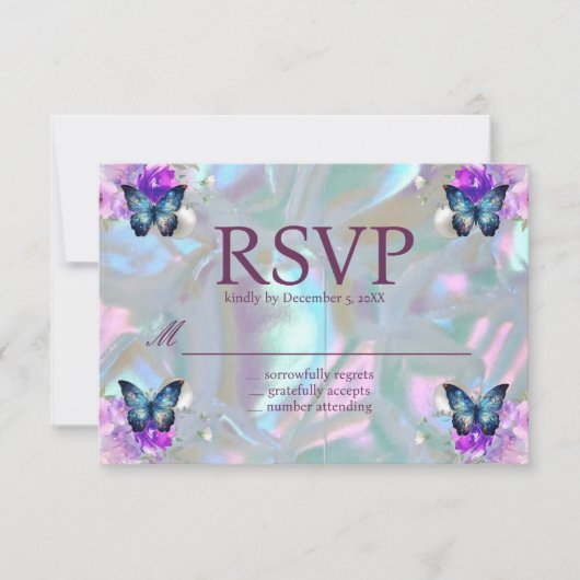 Parels Moeder Iriserende RSVP Kaarten (Voorkant)