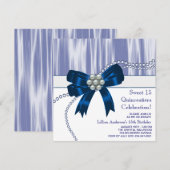 Parels Navy Blauwe Quinceanera Kaart (Voorkant / Achterkant)