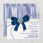 Parels Navy Blue Quinceanera Kaart (Voorkant / Achterkant)