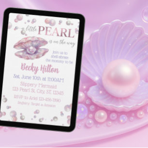 Parels op komst, Roze Waterverf Baby Shower Kaart