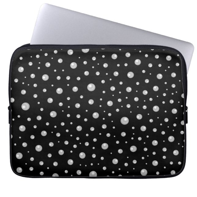 Parels op zwarte achtergrond laptop sleeve (Voorkant)