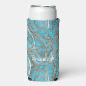 Parels Parelmoer Marmer Steen Monogram Seltzer Blikjeskoeler (Seltzer Voorkant)