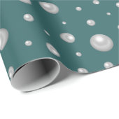 Parels Patroon op Transformatieve Teal Achtergrond Cadeaupapier (Rol Hoek)