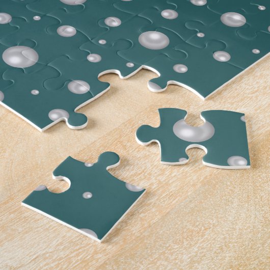 Parels Patroon op Transformatieve Teal Achtergrond Legpuzzel (Zijkant)
