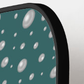 Parels Patroon op Transformatieve Teal Achtergrond Pickleball Paddle (Links Detail)