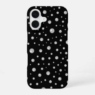 Parels Patroon op Zwarte Achtergrond iPhone 16 Hoesje