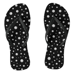 Parels Patroon op Zwarte Achtergrond Teenslippers