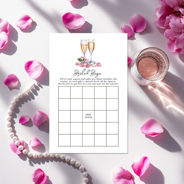 Parels, Peta en Prosecco Vrijgezellenfeest Bingo S (Pearls and Prosecco Bridal Shower Bingo Game)