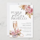 Parels Petals & Prosecco Bloemen Vrijgezellenfeest Kaart (Voorkant)