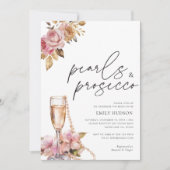 Parels Petals & Prosecco Bloemen Vrijgezellenfeest Kaart (Voorkant)