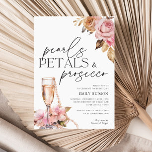 Parels Petals & Prosecco Bloemen Vrijgezellenfeest Kaart
