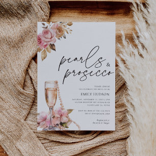 Parels Petals & Prosecco Bloemen Vrijgezellenfeest Kaart