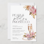 Parels Petals & Prosecco Bloemen Vrijgezellenfeest Kaart (Voorkant)