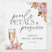 Parels Petals & Prosecco Bloemen Vrijgezellenfeest Wijn Etiket (Enkel label)