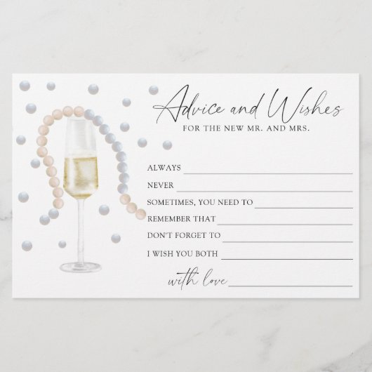 Parels, Prosecco - advies en wensen vrijgezellenfe Briefpapier (Voorkant)