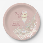 Parels & Prosecco Babys Breath Blush Vrijgezellenf Papieren Bordje (Voorkant)