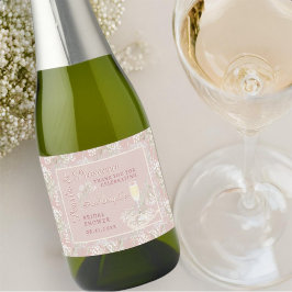 Parels & Prosecco Babys Breath Blush Vrijgezellenf Sparkling Wijnetiket