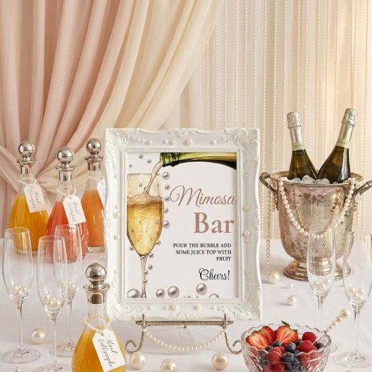 Parels & Prosecco Bachelorette Mimosa Bar Teken Poster