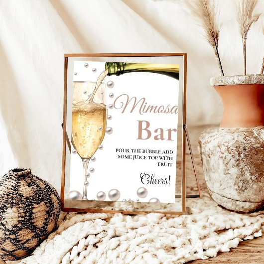 Parels & Prosecco Bachelorette Mimosa Bar Teken Poster