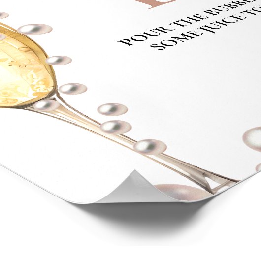 Parels & Prosecco Bachelorette Mimosa Bar Teken Poster (Hoek)