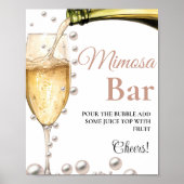 Parels & Prosecco Bachelorette Mimosa Bar Teken Poster (Voorkant)
