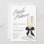 Parels & Prosecco Black Bow Vrijgezellenfeest Kaart (Voorkant)