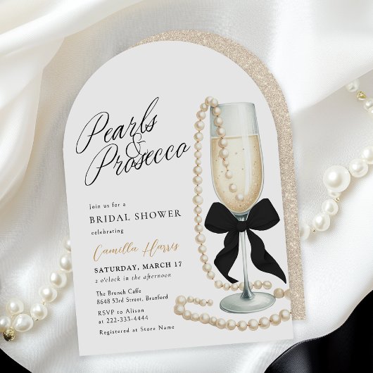 Parels & Prosecco Black Bow Vrijgezellenfeest Kaart