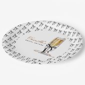 Parels & Prosecco Black Bow Vrijgezellenfeest Papieren Bordje (Gekanteld)