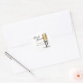 Parels & Prosecco Black Bow Vrijgezellenfeest Ronde Sticker (Envelop)