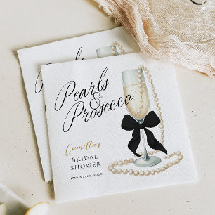 Parels & Prosecco Black Bow Vrijgezellenfeest Servet