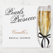 Parels & Prosecco Black Bow Vrijgezellenfeest Sparkling Wijnetiket (Enkel label)