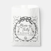 Parels & Prosecco Black Coquette Boog Verjaardag Bedankzakje (Voorkant)