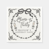 Parels & Prosecco Black Coquette Boog Verjaardag Servet (Voorkant)