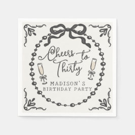 Parels & Prosecco Black Coquette Boog Verjaardag Servet