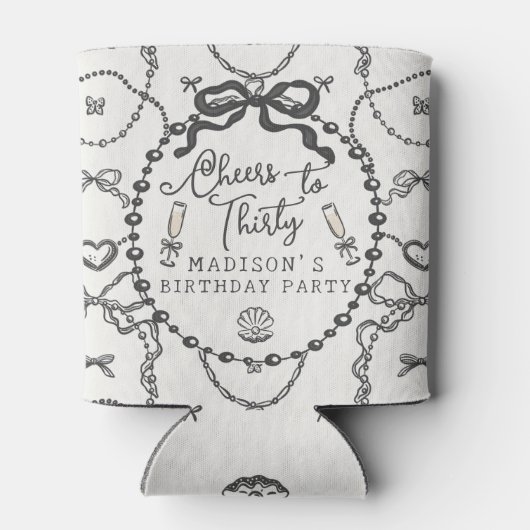 Parels Prosecco Black Coquette Bow Verjaardagsguns Blikjeskoeler (Achterkant)