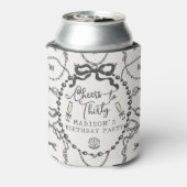 Parels Prosecco Black Coquette Bow Verjaardagsguns Blikjeskoeler (Blikje Achterkant)