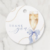 Parels & Prosecco Blauw Vrijgezellenfeest Favoriet Bedankjes Labels (Achterkant)