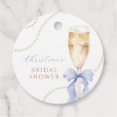 Parels & Prosecco Blauw Vrijgezellenfeest Favoriet Bedankjes Labels (Voorkant)