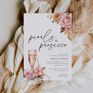 Parels & Prosecco Bloemen Vrijgezellenfeest Kaart