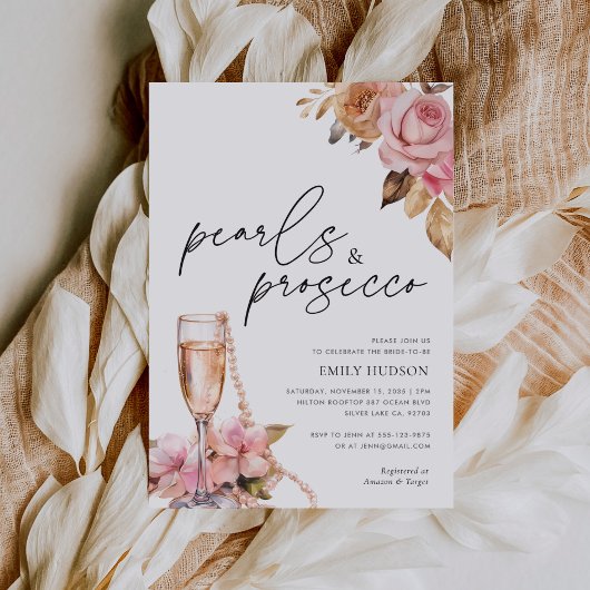 Parels & Prosecco Bloemen Vrijgezellenfeest Kaart