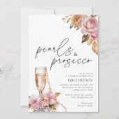 Parels & Prosecco Bloemen Vrijgezellenfeest Kaart (Voorkant)