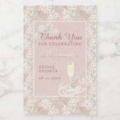 Parels & Prosecco Blush Bloemen Vrijgezellenfeest  Wijn Etiket (Enkel label)