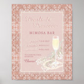 Parels & Prosecco Blush & Roos Gold Mimosa Bar Poster (Voorkant)
